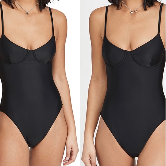 Madewell Black Cutout One Piece Swimsuit - Picture 1 of 2